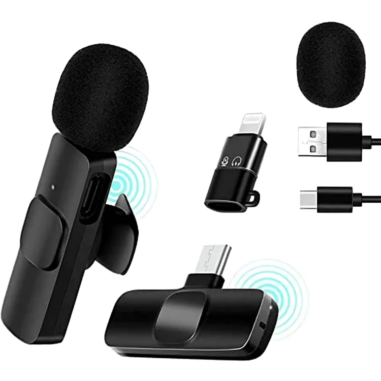 K8 Wireless Microphone for Mobile – Type-C & iPhone Compatible, Noise Reduction, Plug & Play