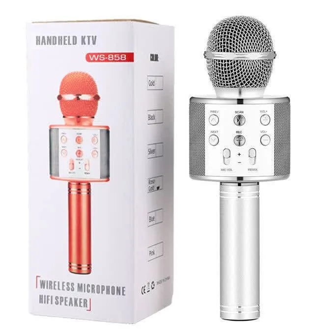 WS-858 Wireless Bluetooth Karaoke Microphone Speaker